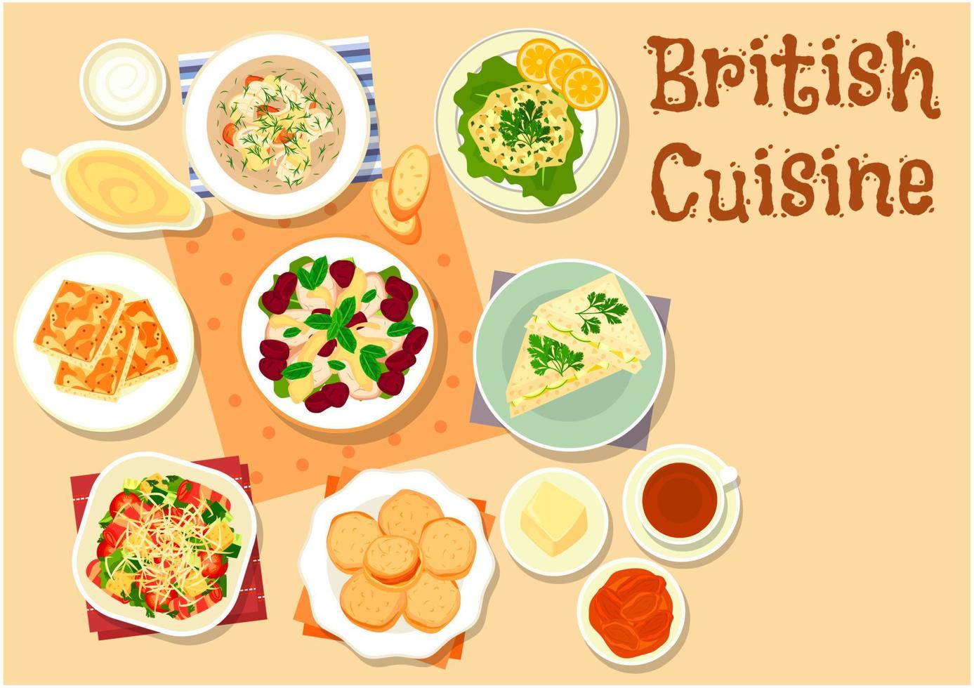 Symbol für traditionelle Frühstücksgerichte der britischen Küche vektor