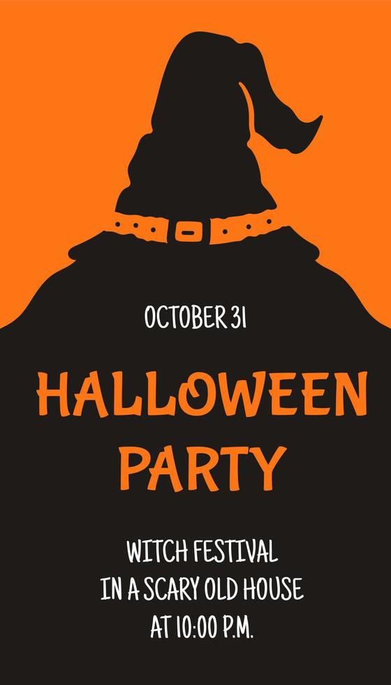 Vektor-Illustration eines Halloween-Tickets. Banner mit einem Halloween-Flyer. Silhouette. vektor