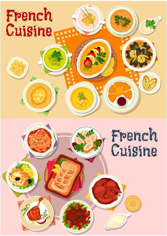 französische küche nationalgericht symbol für menüdesign vektor