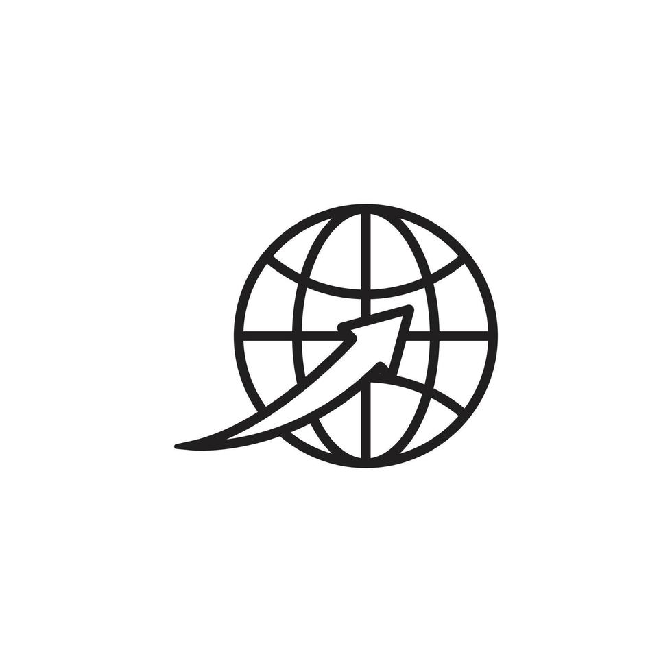 eps10 schwarzes Vektorinternet oder zum Web gehen mit Pfeillinie Kunstsymbol isoliert auf weißem Hintergrund. Globus-Umrisssymbol in einem einfachen, flachen, trendigen, modernen Stil für Ihr Website-Design, Logo und mobile App vektor