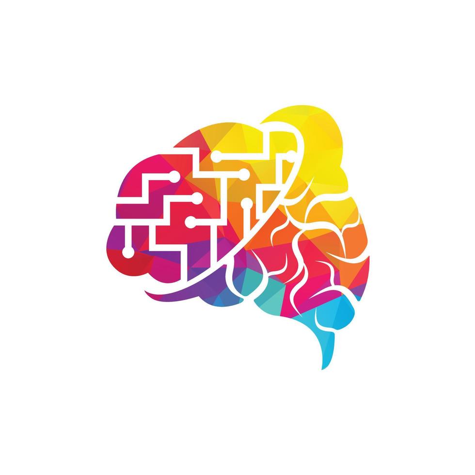 hjärna förbindelse logotyp design. digital hjärna logotyp mall. neurologi logotyp tror aning begrepp. vektor