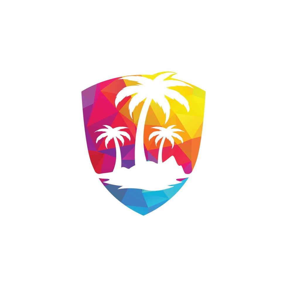 tropischer Strand und Palmen-Logo-Design. kreatives Palmen-Vektor-Logo-Design vektor
