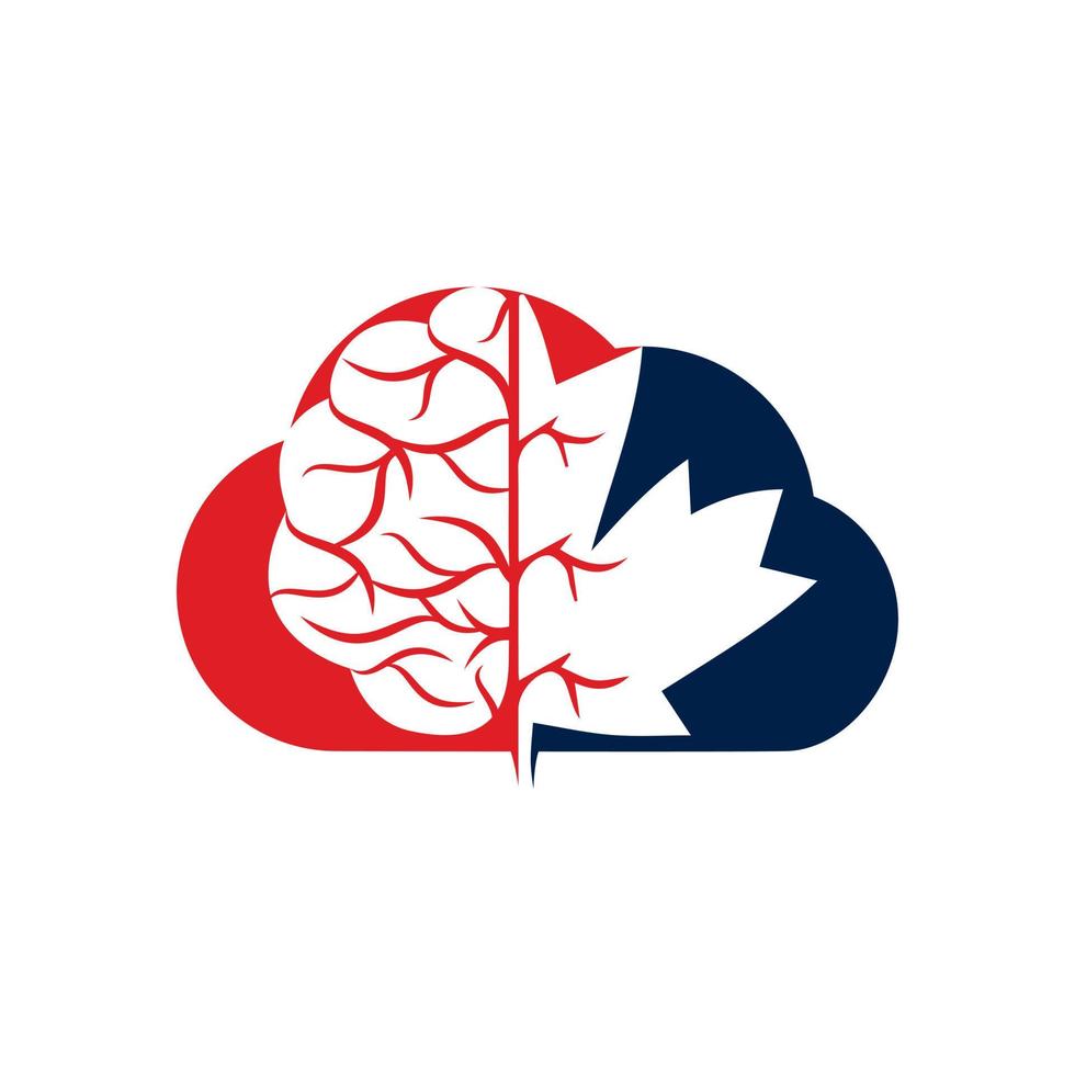 kreatives Cloud-Gehirn und Ahornblatt-Logo-Design. Kanada-Geschäftszeichen. vektor