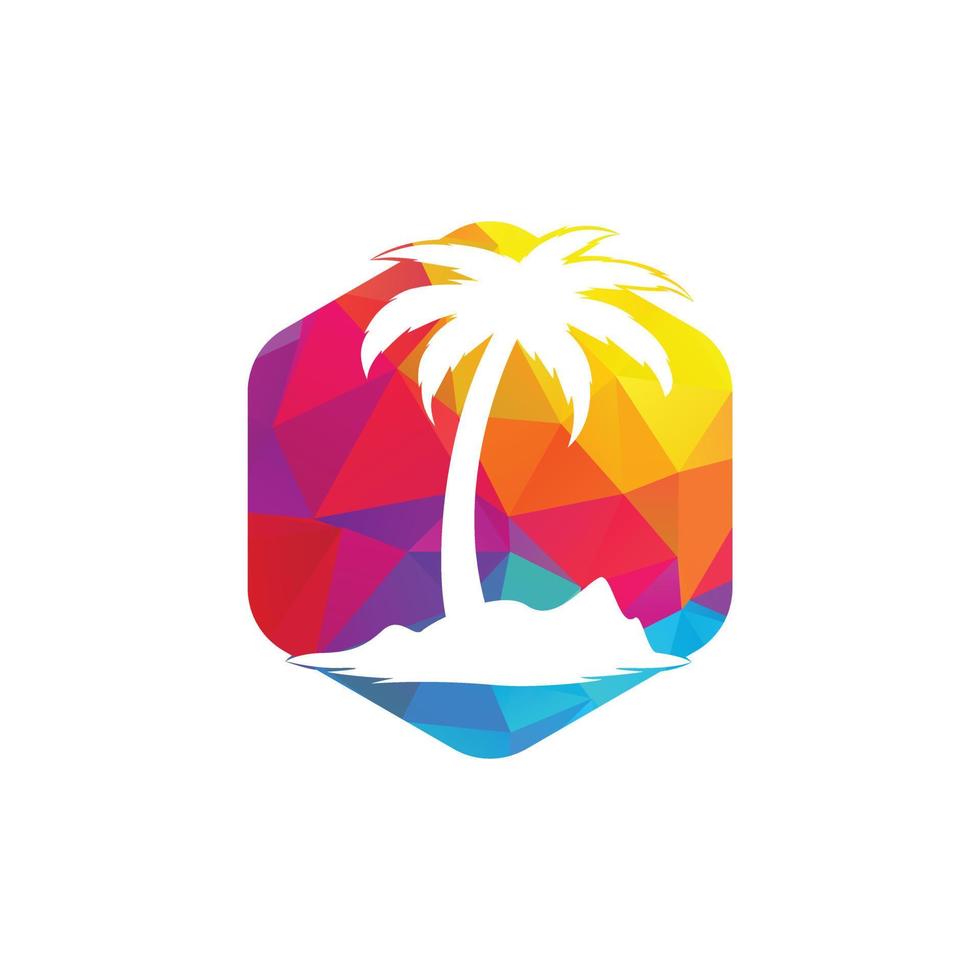 tropisk strand och handflatan träd logotyp design. kreativ handflatan träd vektor logotyp design