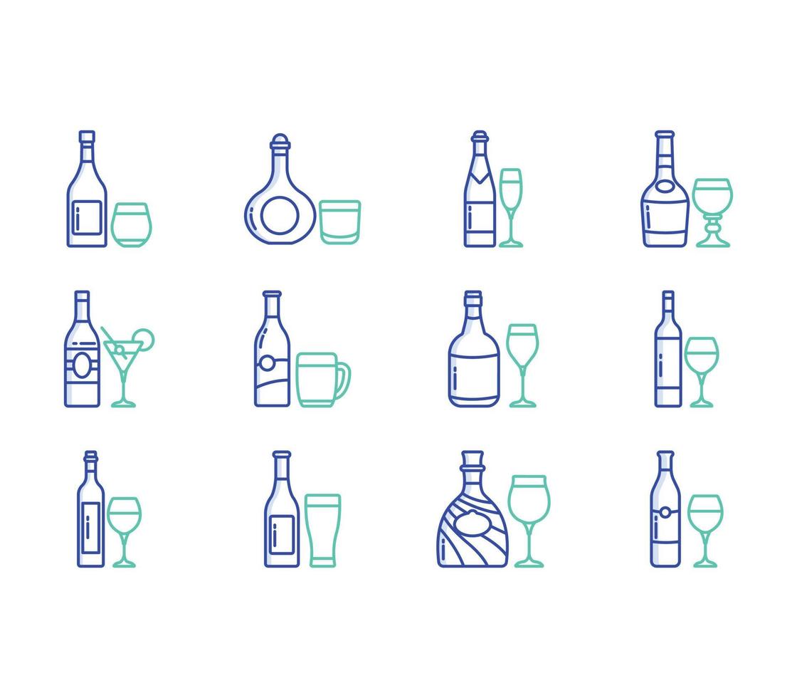 Set aus Getränkeflaschen für Bars und Restaurants vektor