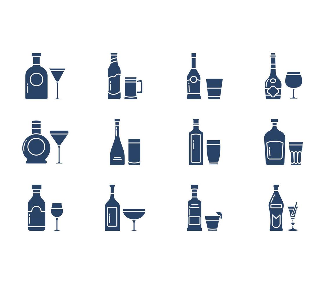 Set aus Getränkeflaschen für Bars und Restaurants vektor