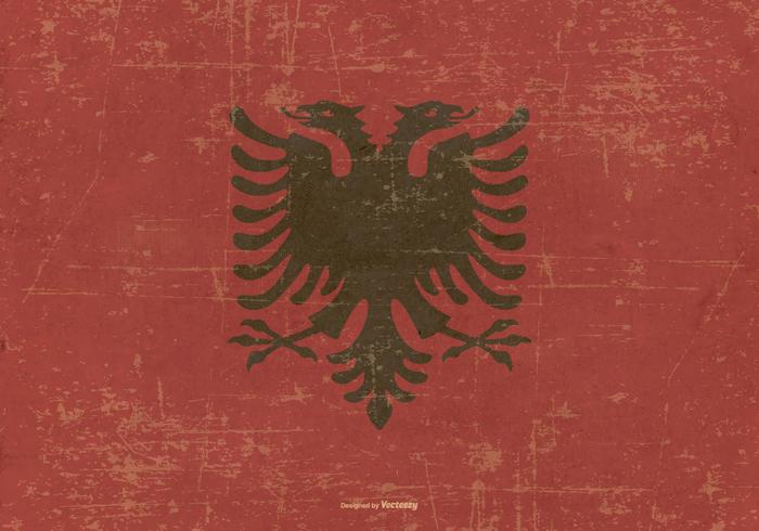 Grunge stil flagga i albanien vektor