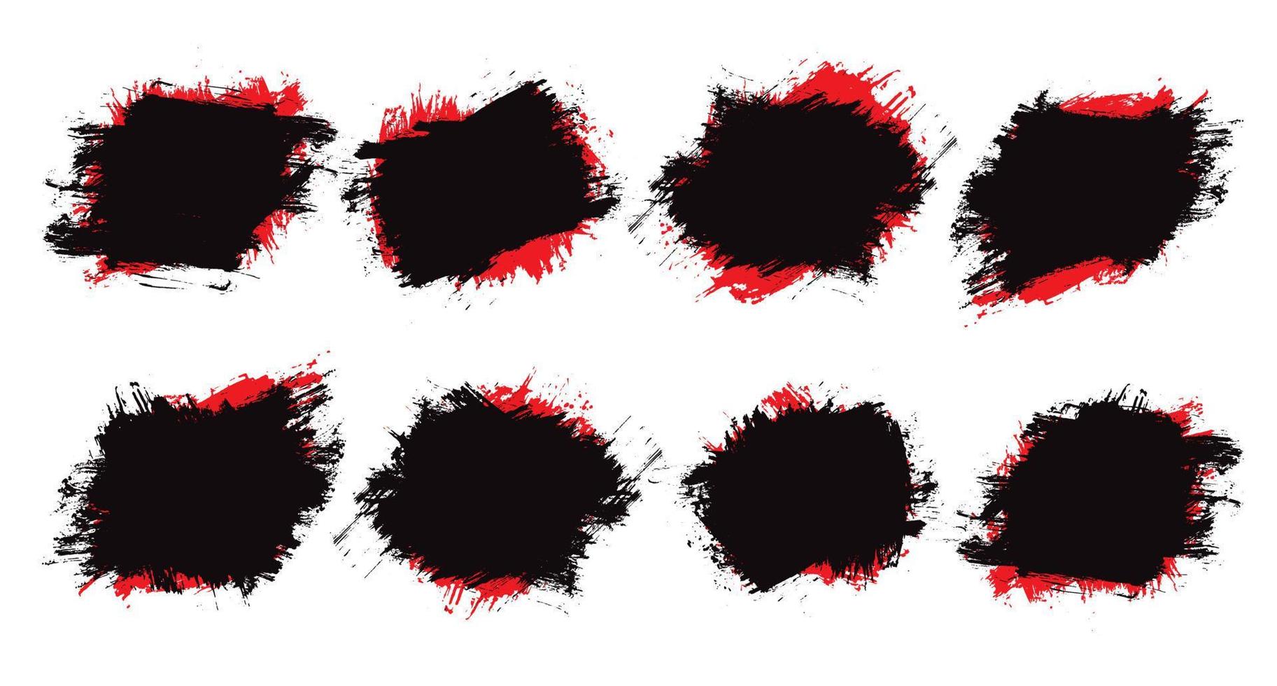 abstrakt röd och svart hand målad grunge textur uppsättning design vektor