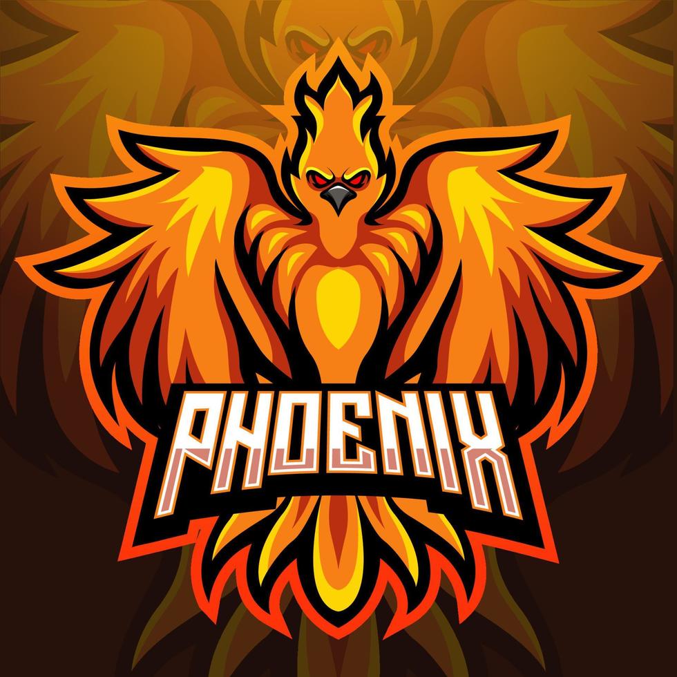 Phönix-Vogel-Maskottchen. Esport-Logo-Design vektor