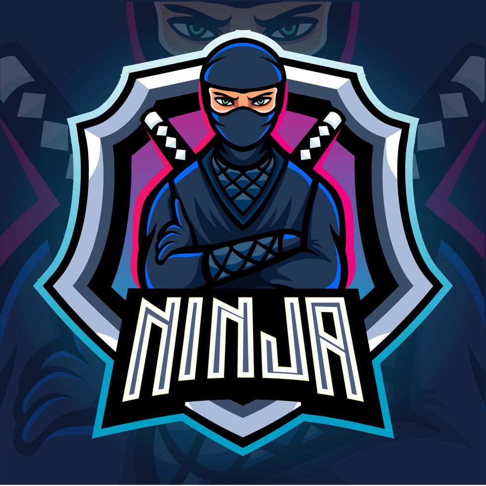 ninja maskot. esport logotyp design vektor