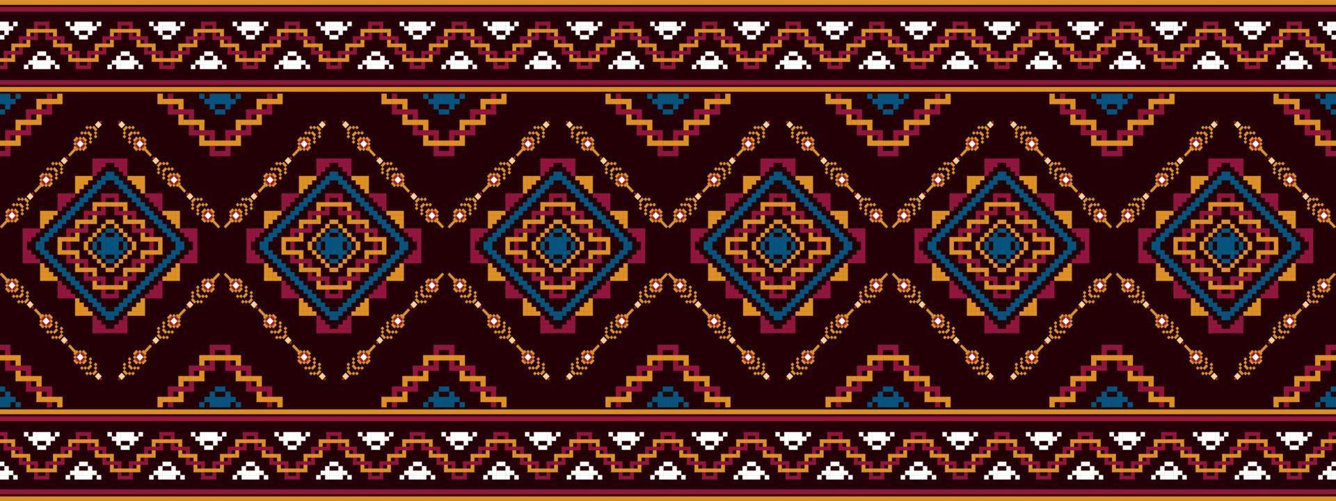 ikat ethnisches nahtloses muster-hauptdekorationsdesign. aztekischer stoffteppich boho mandalas textildekor tapete. Stammes-native Motiv Folk traditionelle Stickerei Vektorgrafiken Hintergrund vektor