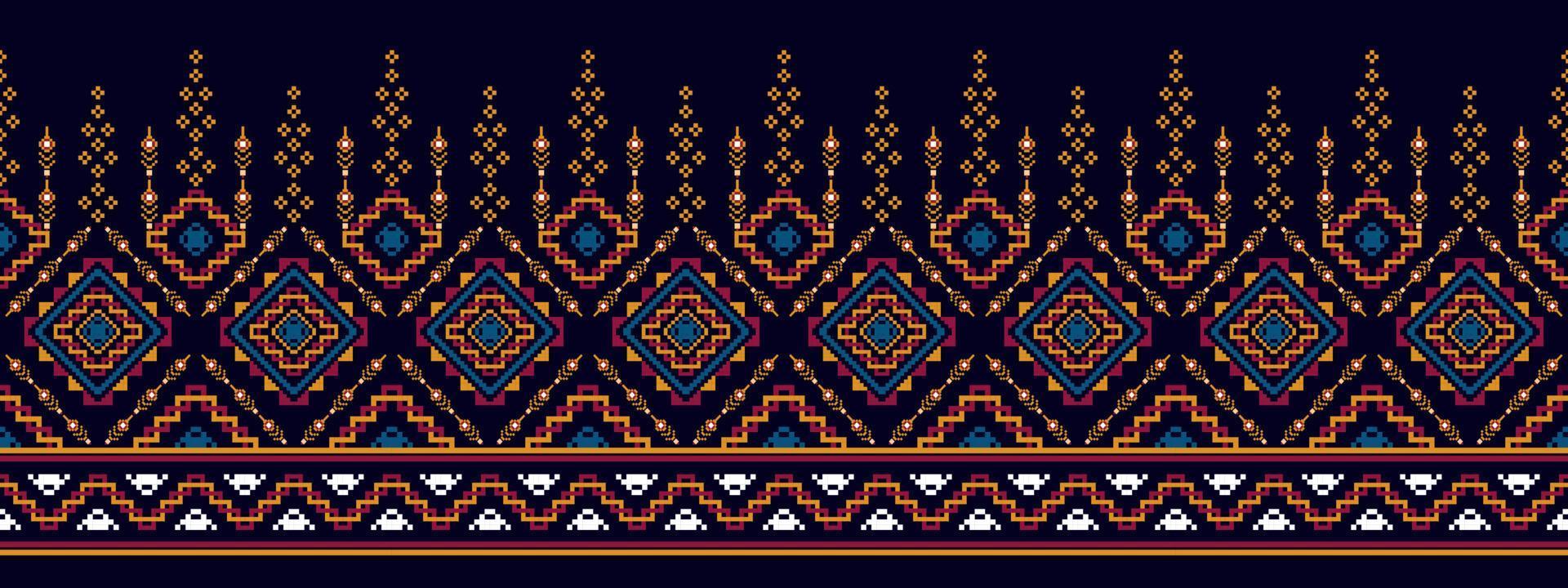 ikat ethnisches nahtloses muster-hauptdekorationsdesign. aztekischer stoffteppich boho mandalas textildekor tapete. Stammes-native Motiv Folk traditionelle Stickerei Vektorgrafiken Hintergrund vektor