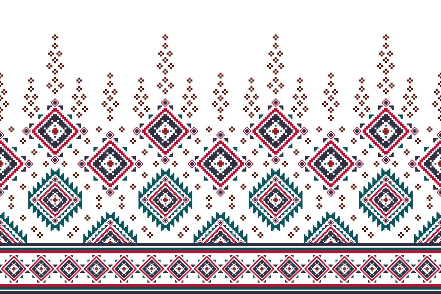 ikat ethnisches nahtloses muster-hauptdekorationsdesign. aztekischer stoffteppich boho mandalas textildekor tapete. Stammes-native Motiv Folk traditionelle Stickerei Vektorgrafiken Hintergrund vektor