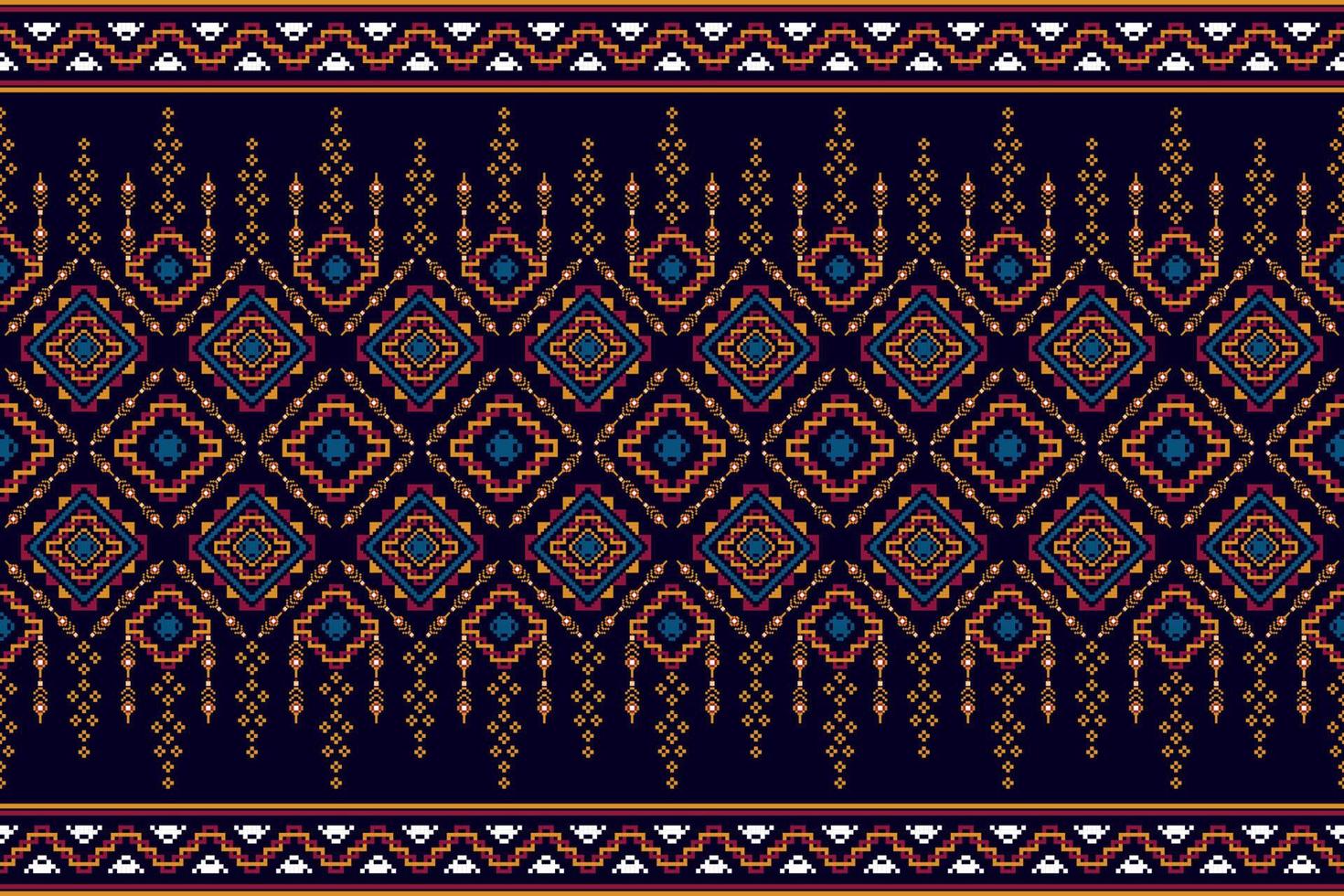 ikat ethnisches nahtloses muster-hauptdekorationsdesign. aztekischer stoffteppich boho mandalas textildekor tapete. Stammes-native Motiv Folk traditionelle Stickerei Vektorgrafiken Hintergrund vektor