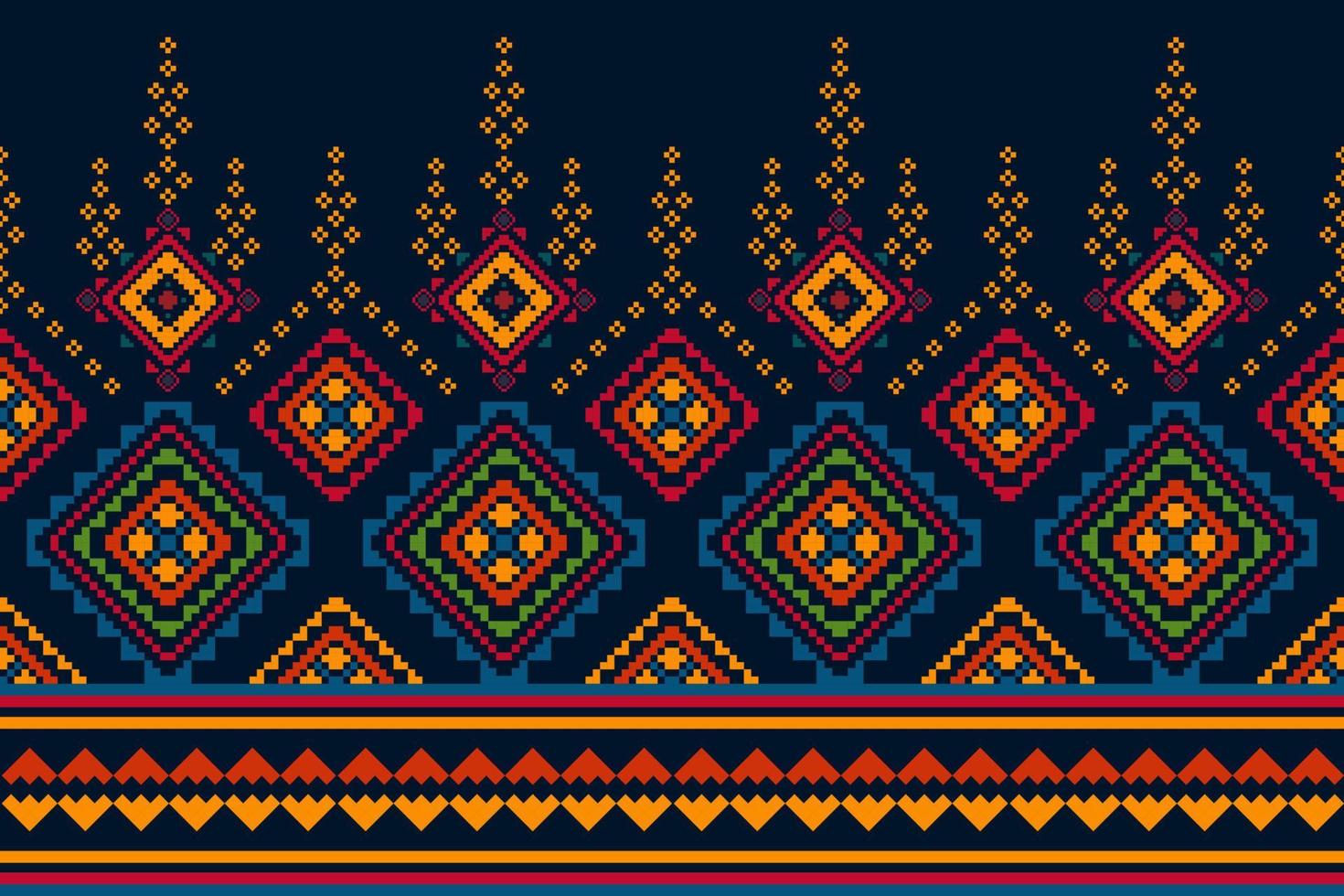 ikat ethnisches nahtloses muster-hauptdekorationsdesign. aztekischer stoffteppich boho mandalas textildekor tapete. Stammes-native Motiv Folk traditionelle Stickerei Vektorgrafiken Hintergrund vektor