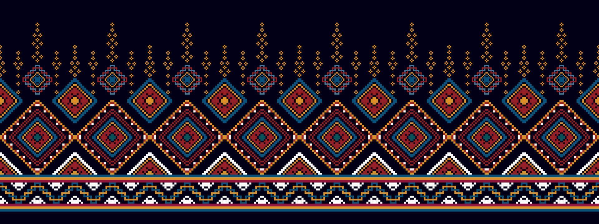 ikat ethnisches nahtloses muster-hauptdekorationsdesign. aztekischer stoffteppich boho mandalas textildekor tapete. Stammes-native Motiv Folk traditionelle Stickerei Vektorgrafiken Hintergrund vektor