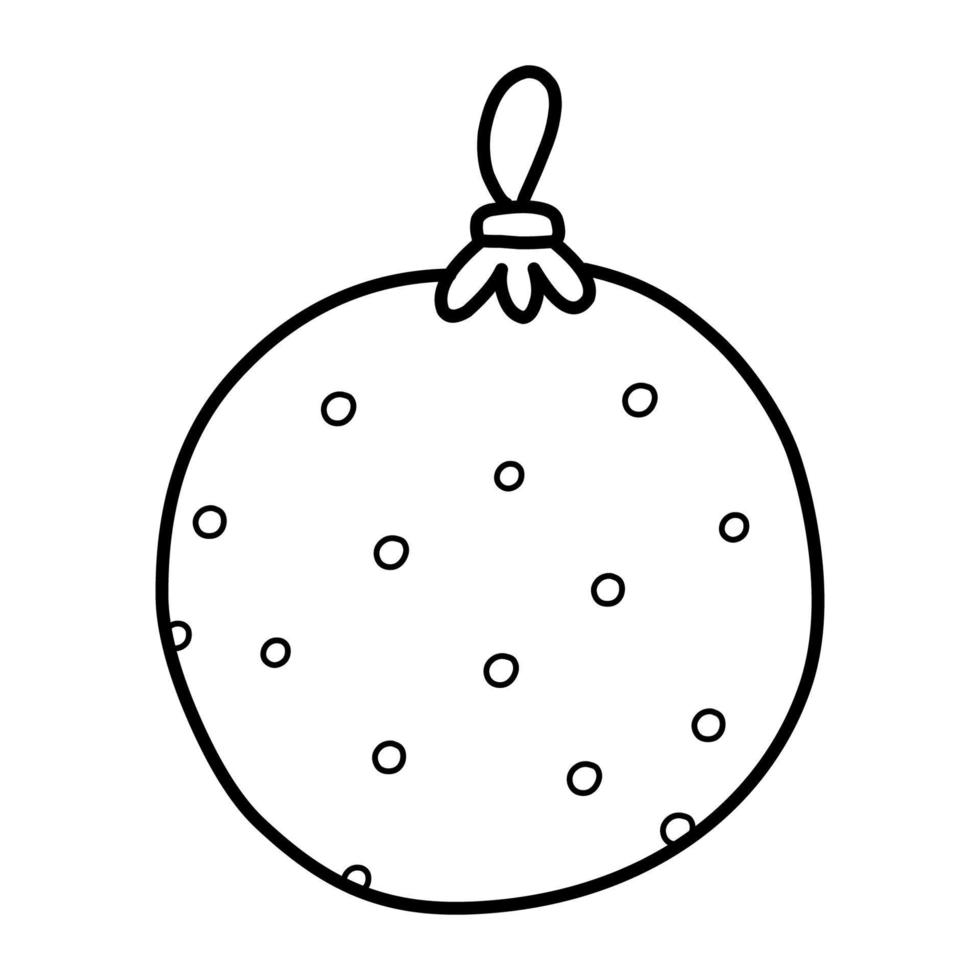 jul träd dekoration. julgran boll. klotter illustration av jul ornament. ny år festlig dekoration. enkel vektor teckning.