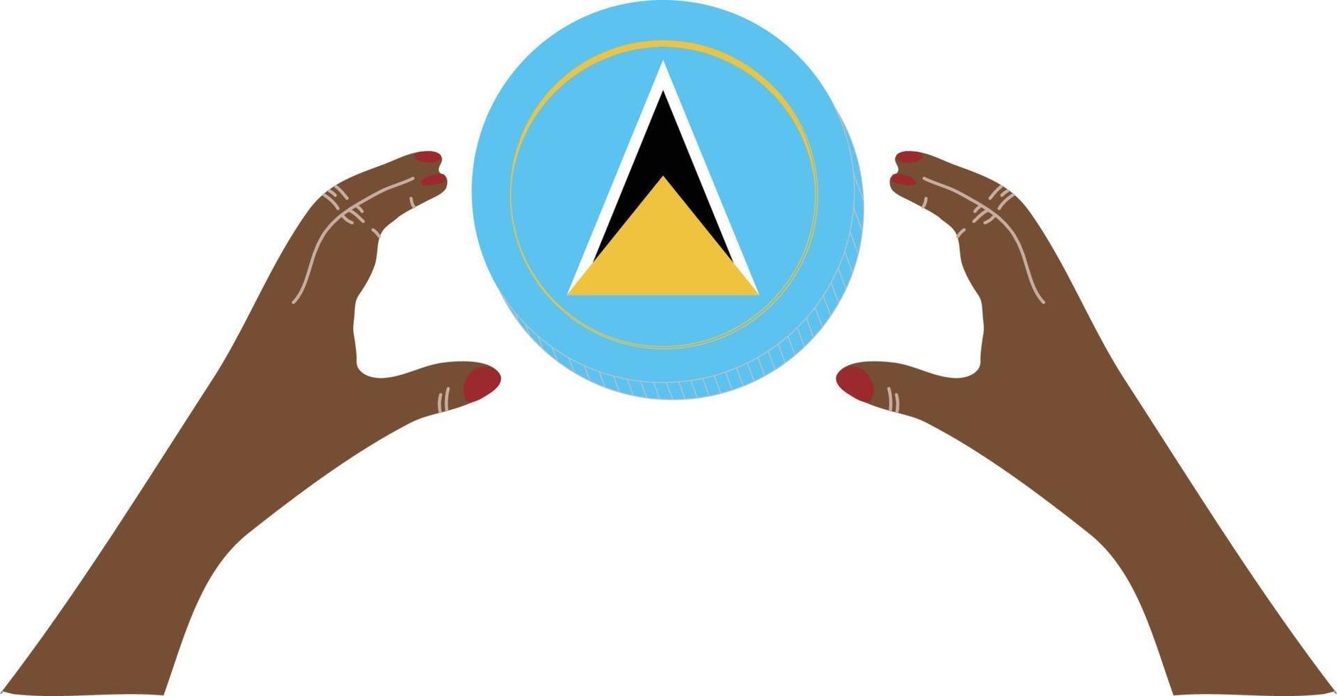 St. Lucia Vektor Flagge handgezeichnet, Ostkaribischer Dollar Vektor handgezeichnet