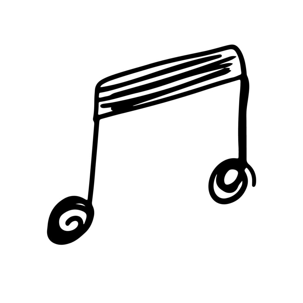 musik notera hand dragen och klotter design. skiss av melodi och musikalisk symbol i svart silhuett stil. kreativ musik ikon isolerat på vit bakgrund vektor illustration