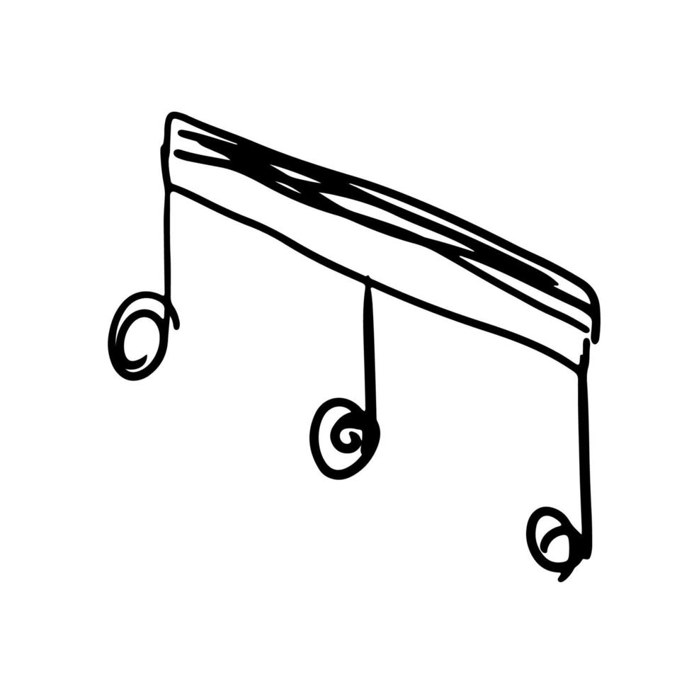 musik notera hand dragen och klotter design. skiss av melodi och musikalisk symbol i svart silhuett stil. kreativ musik ikon isolerat på vit bakgrund vektor illustration