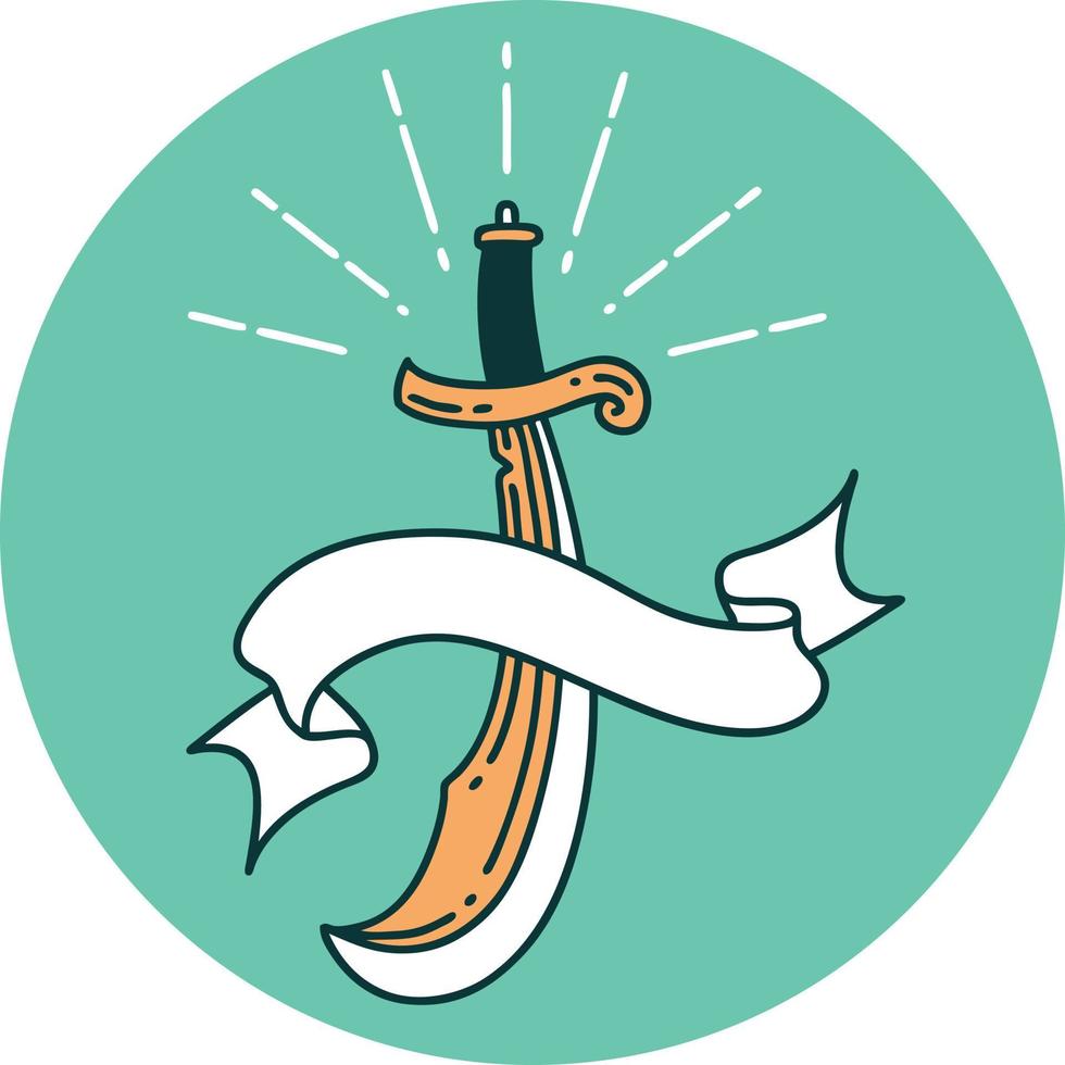 ikon av en tatuering stil scimitar svärd vektor