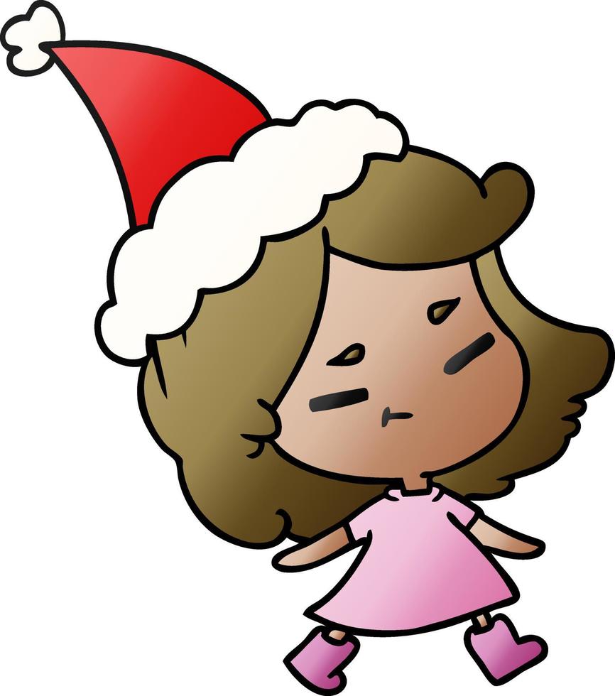 Weihnachtsgradientenkarikatur von kawaii Mädchen vektor