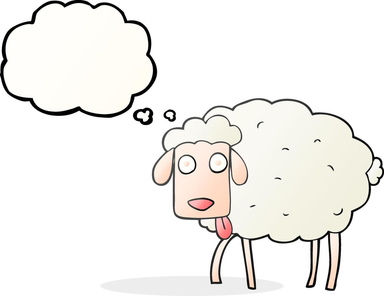 Freihändig gezeichnete Gedankenblase Cartoon-Schafe vektor