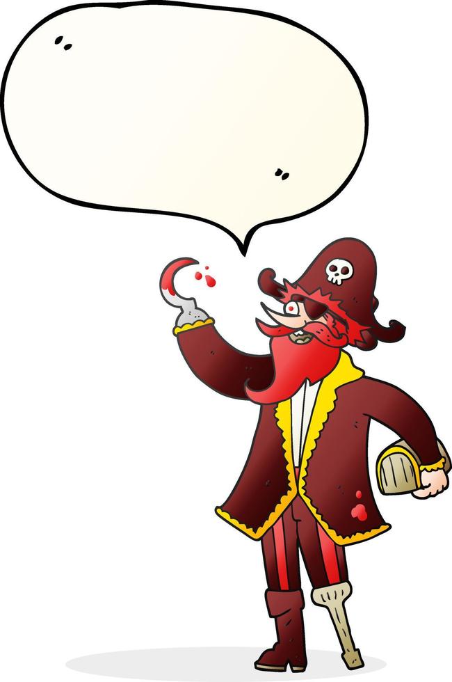 Freihändig gezeichneter Sprechblasen-Cartoon-Piratenkapitän vektor
