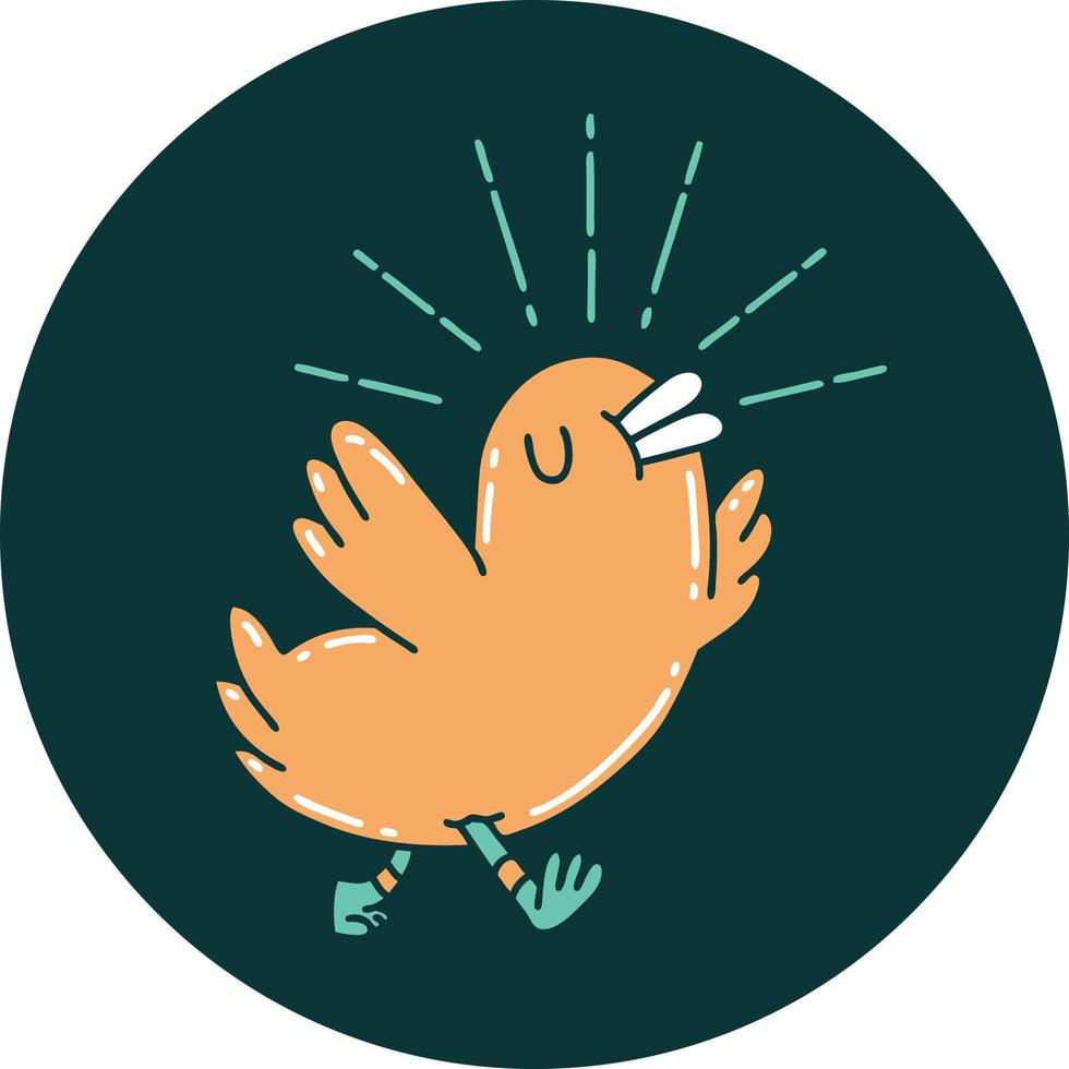 ikon av en tatuering stil Lycklig fågel vektor