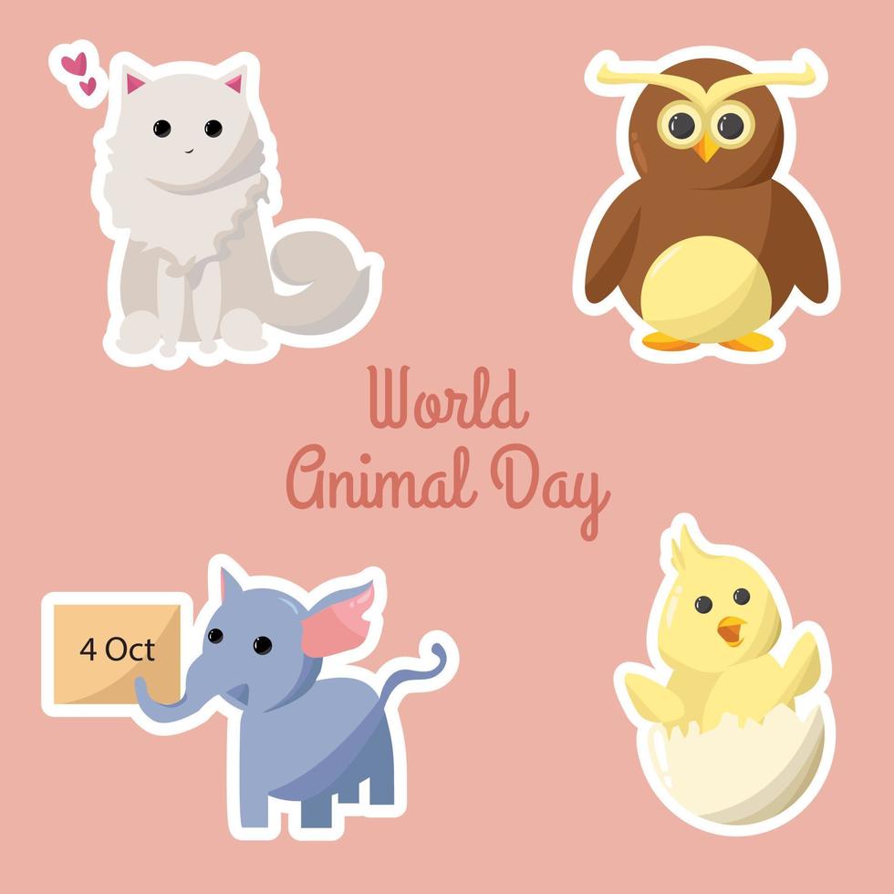 Happy Animal Day Sticker-Set-Sammlung vektor