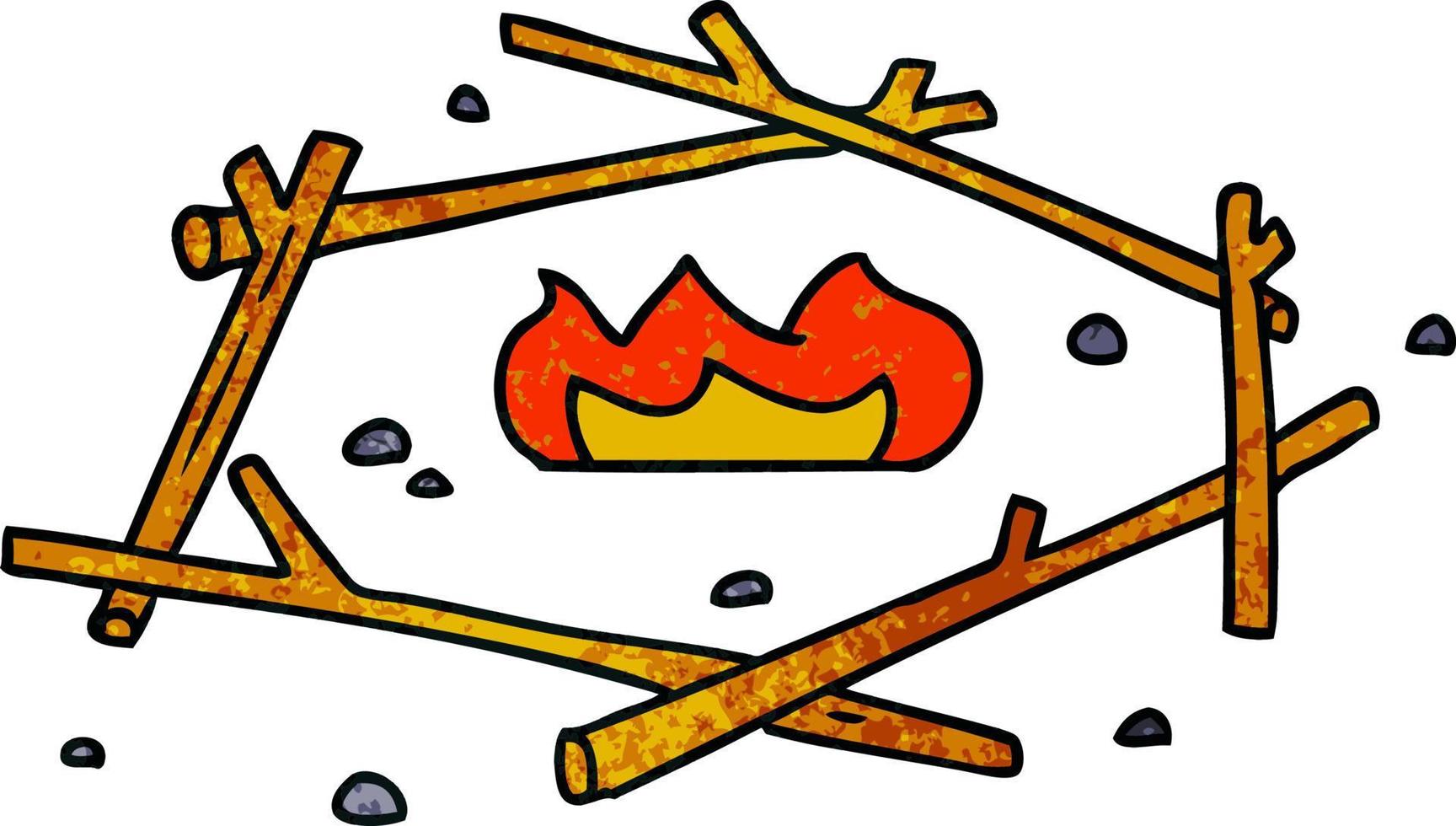 strukturiertes Cartoon-Doodle eines Lagerfeuers vektor