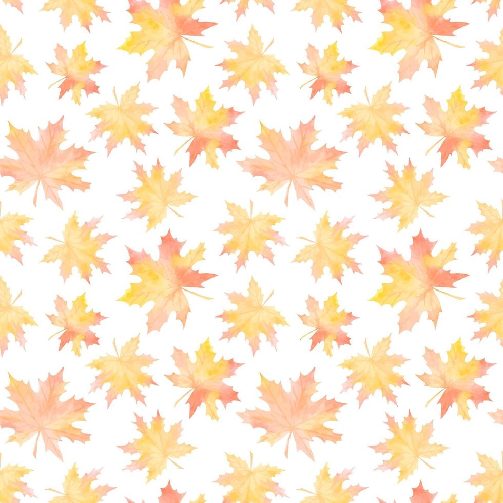 vit vektor sömlös mönster med vattenfärg gulning lönn löv
