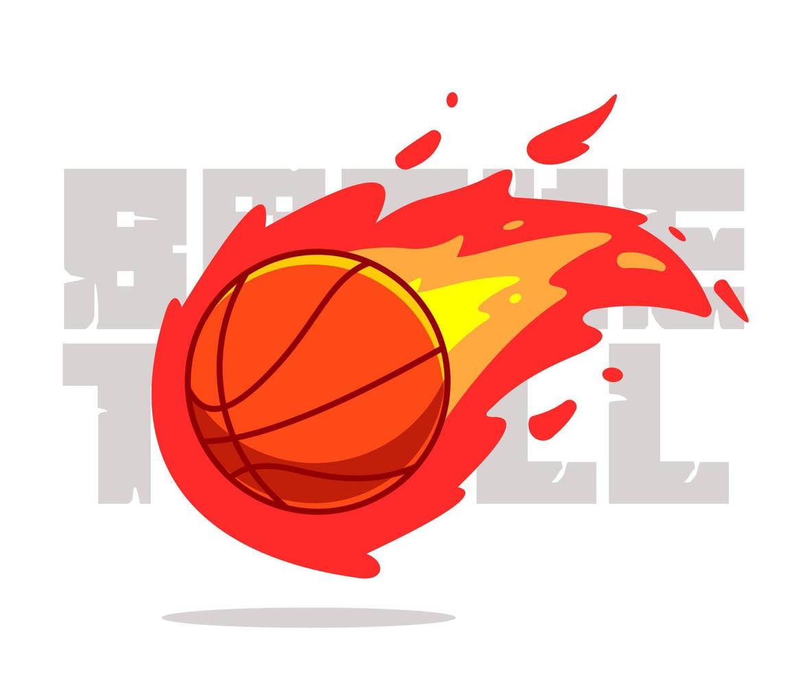 vektor illustration av en brinnande basketboll, flammande basketboll, energi Allt runt om.