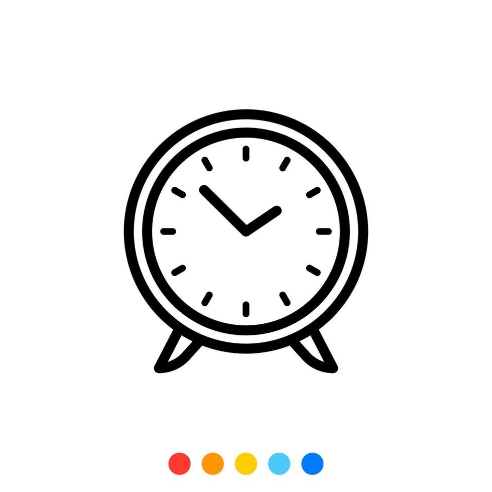 Desktop-Uhrsymbol, Vektor und Illustration.