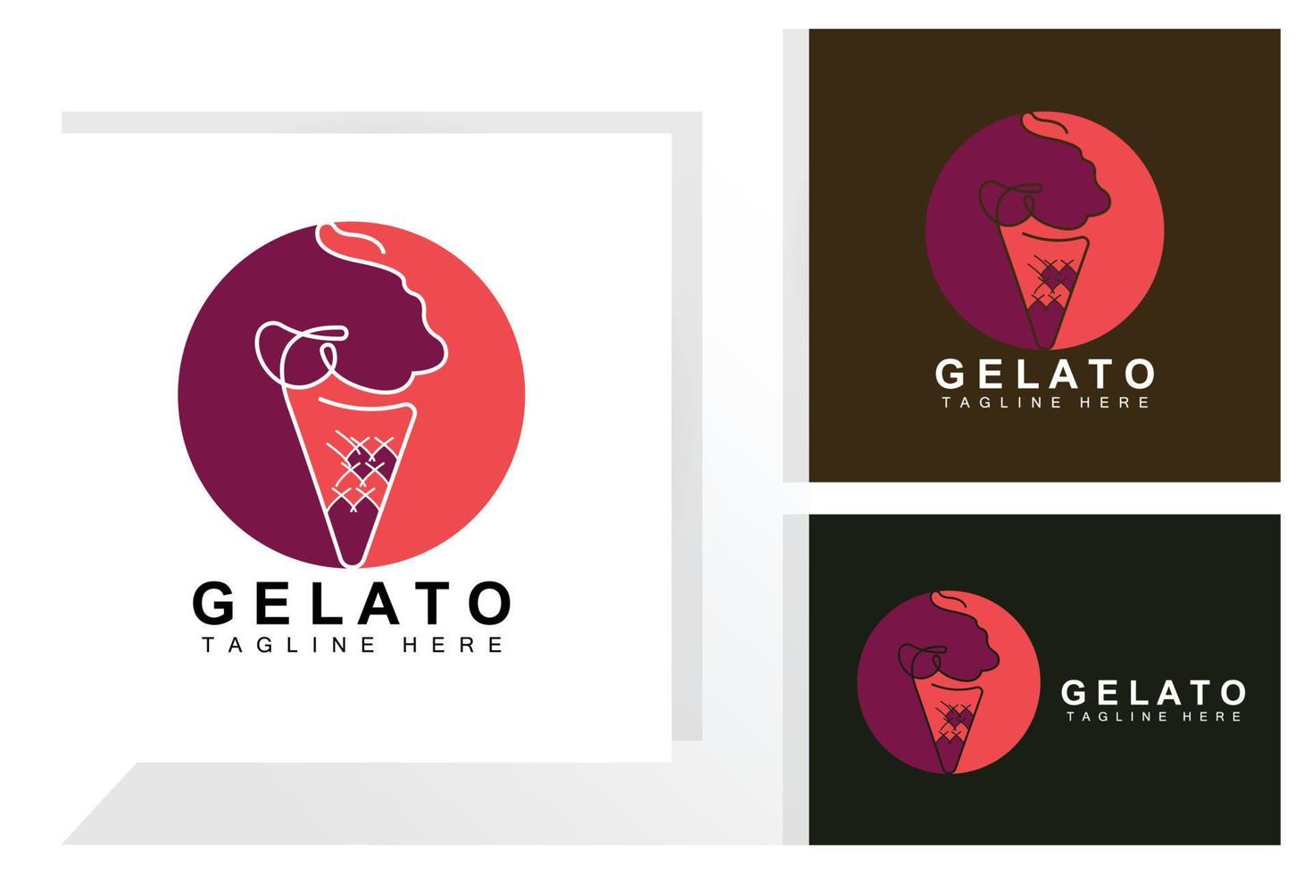 is grädde gelato logotyp design, ljuv mjuk kall mat, vektor varumärke företag Produkter