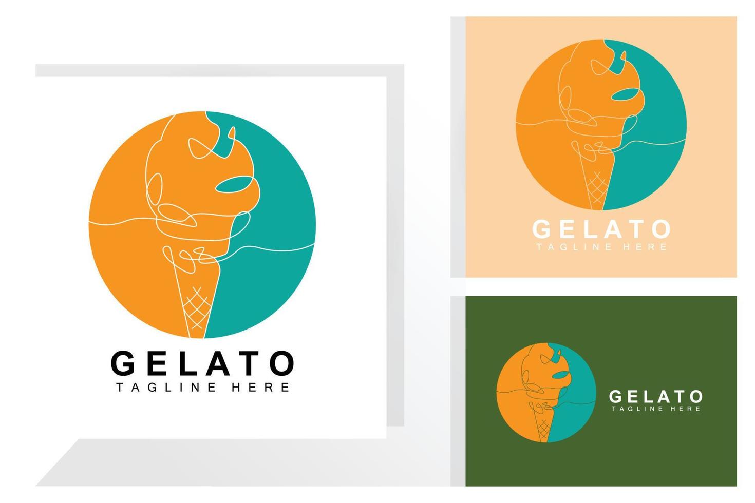 Eiscreme-Gelato-Logo-Design, süße weiche kalte Speisen, Produkte der Vektormarke vektor