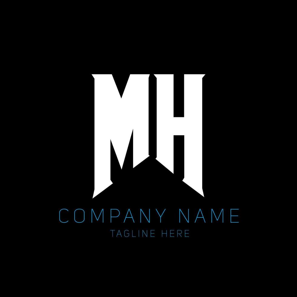 mh brev logotyp design. första brev mh spel logotyp ikon för teknologi företag. tech brev mh minimal logotyp design mall. mh brev design vektor med vit och svart färger. mh