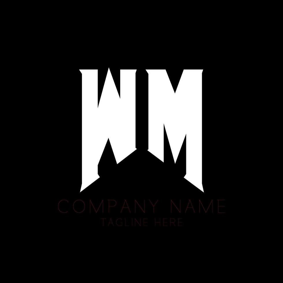 wm brev logotyp design. första brev wm spel logotyp ikon för teknologi företag. tech brev wm minimal logotyp design mall. w m brev design vektor med vit och svart färger. wm, w m