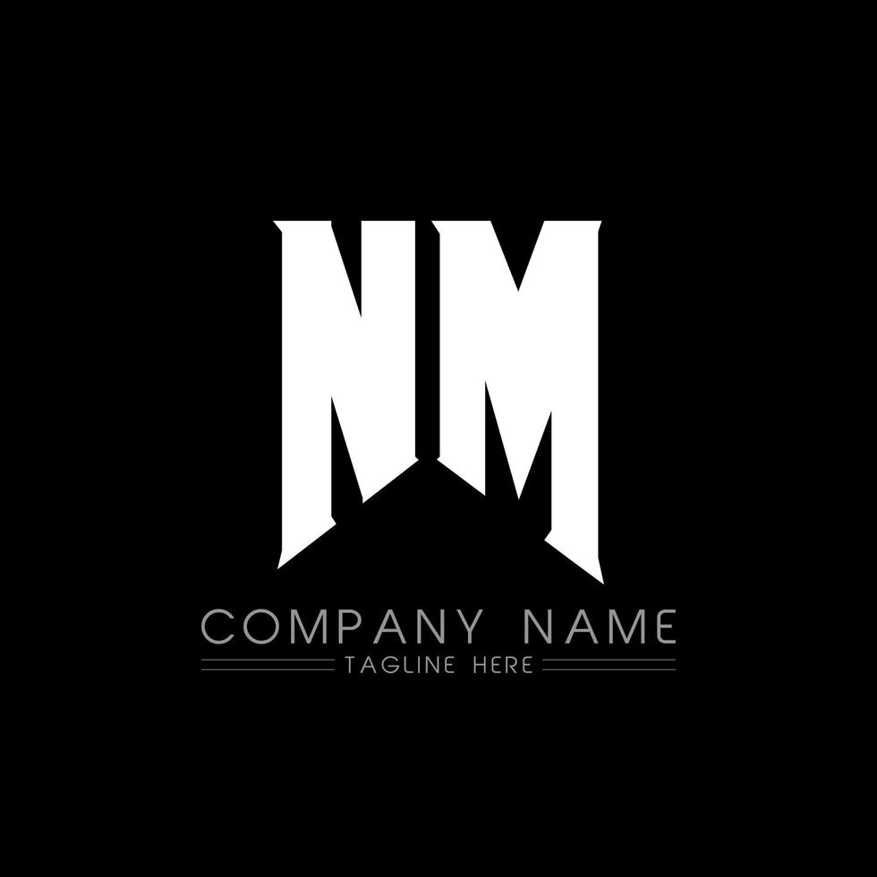 Logo-Design mit nm-Buchstaben. Anfangsbuchstaben nm Gaming-Logo-Symbol für Technologieunternehmen. Tech Letter nm minimale Logo-Designvorlage. nm-Briefdesign-Vektor mit weißen und schwarzen Farben. nm vektor