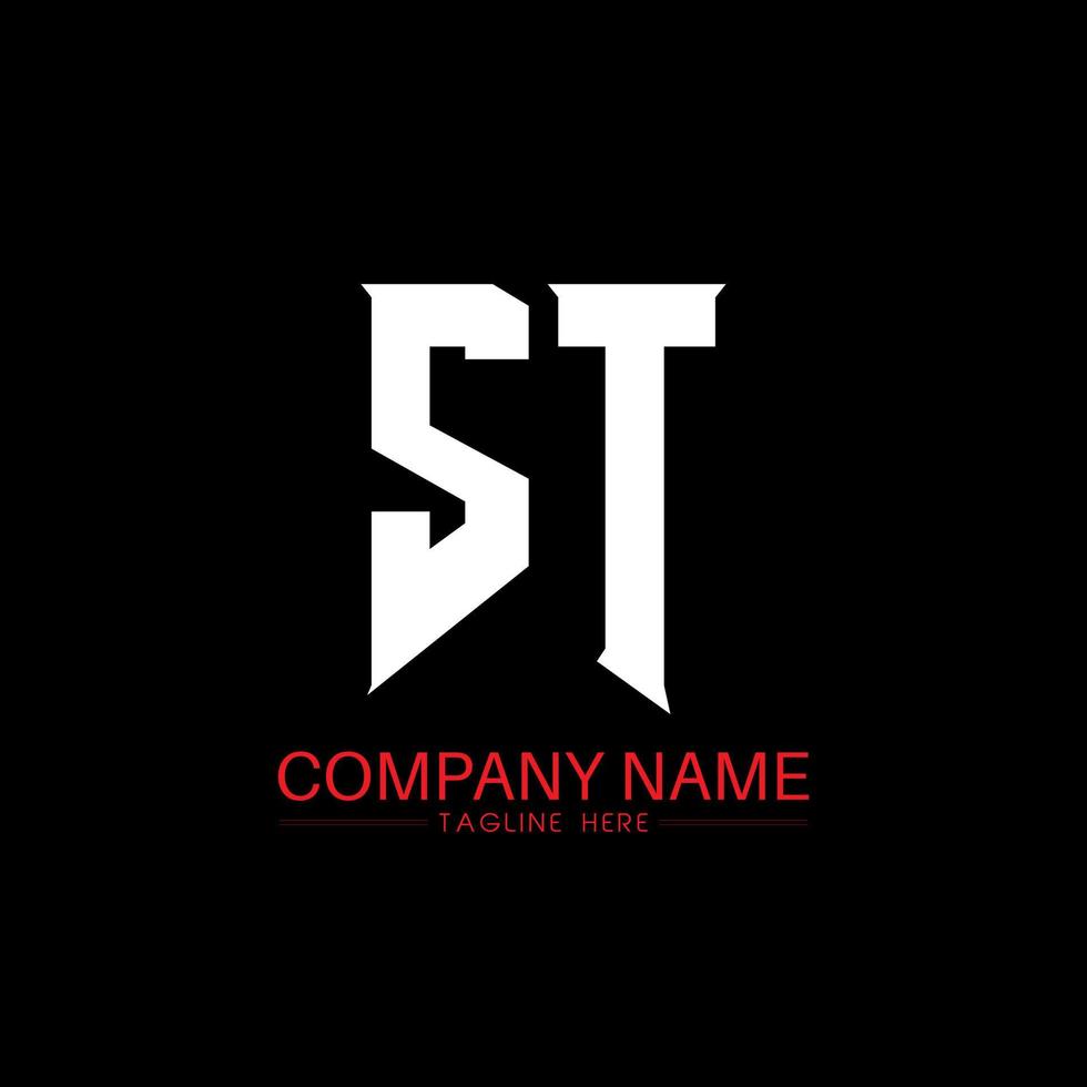 st brev logotyp design. första brev st spel logotyp ikon för teknologi företag. tech brev st minimal logotyp design mall. st brev design vektor med vit och svart färger. st