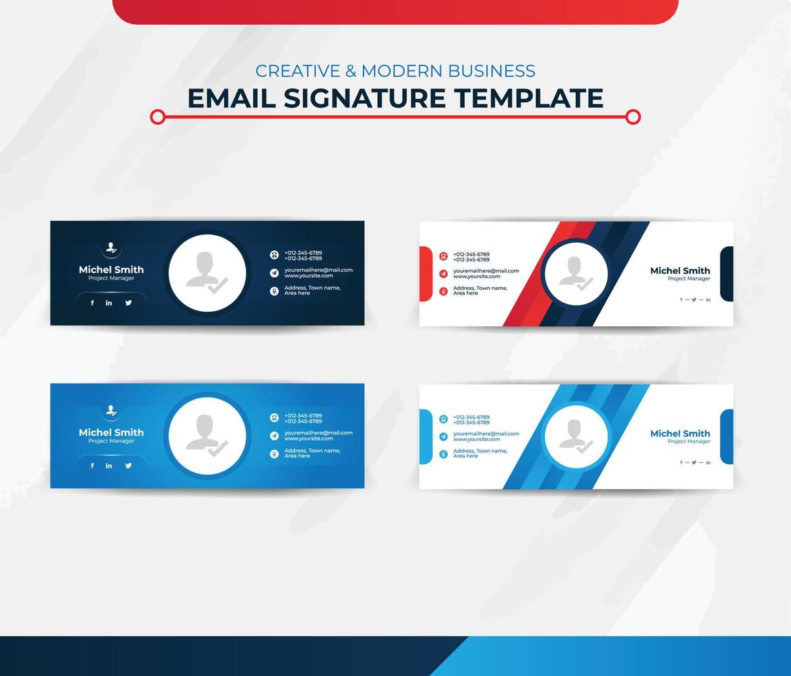 modernes kreatives E-Mail-Signaturdesign für geschäftliche und persönliche Profile. vektor