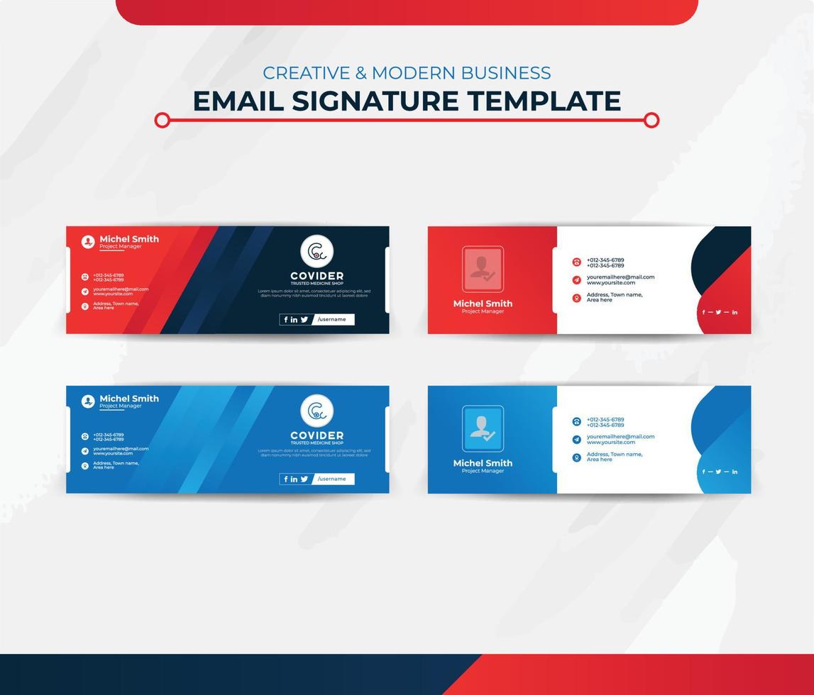 modernes kreatives E-Mail-Signaturdesign für geschäftliche und persönliche Profile. vektor