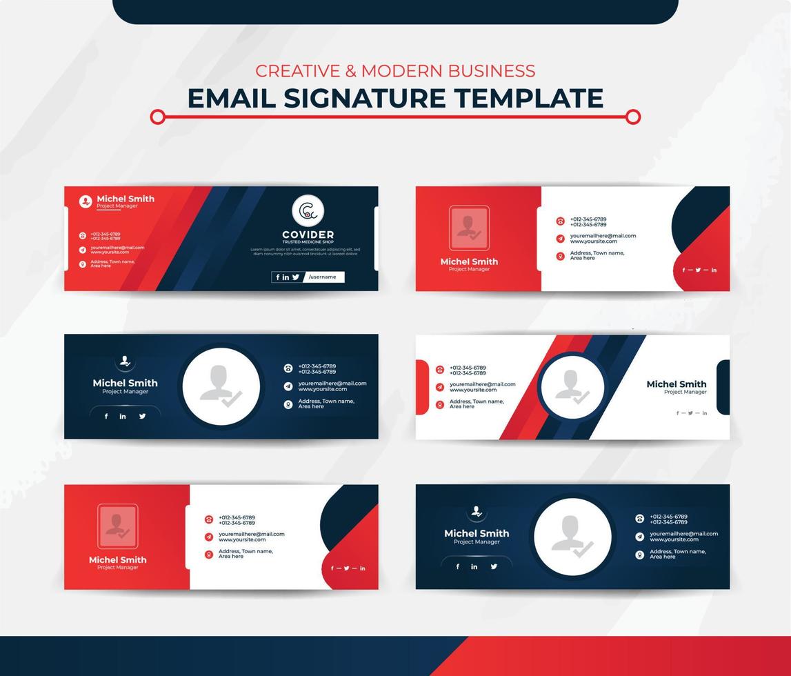 modernes kreatives E-Mail-Signaturdesign für geschäftliche und persönliche Profile. vektor