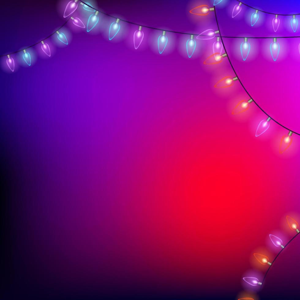 roter und violetter Weihnachtshintergrund mit Lichtern. Hintergrund für Post mit Platz für Text. Vektor-Illustration vektor