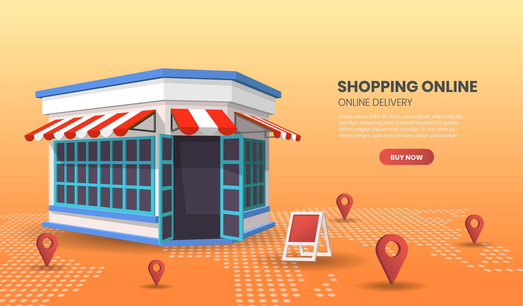 Online-Shopping-Konzept mit Einzelhandelsgeschäft vektor