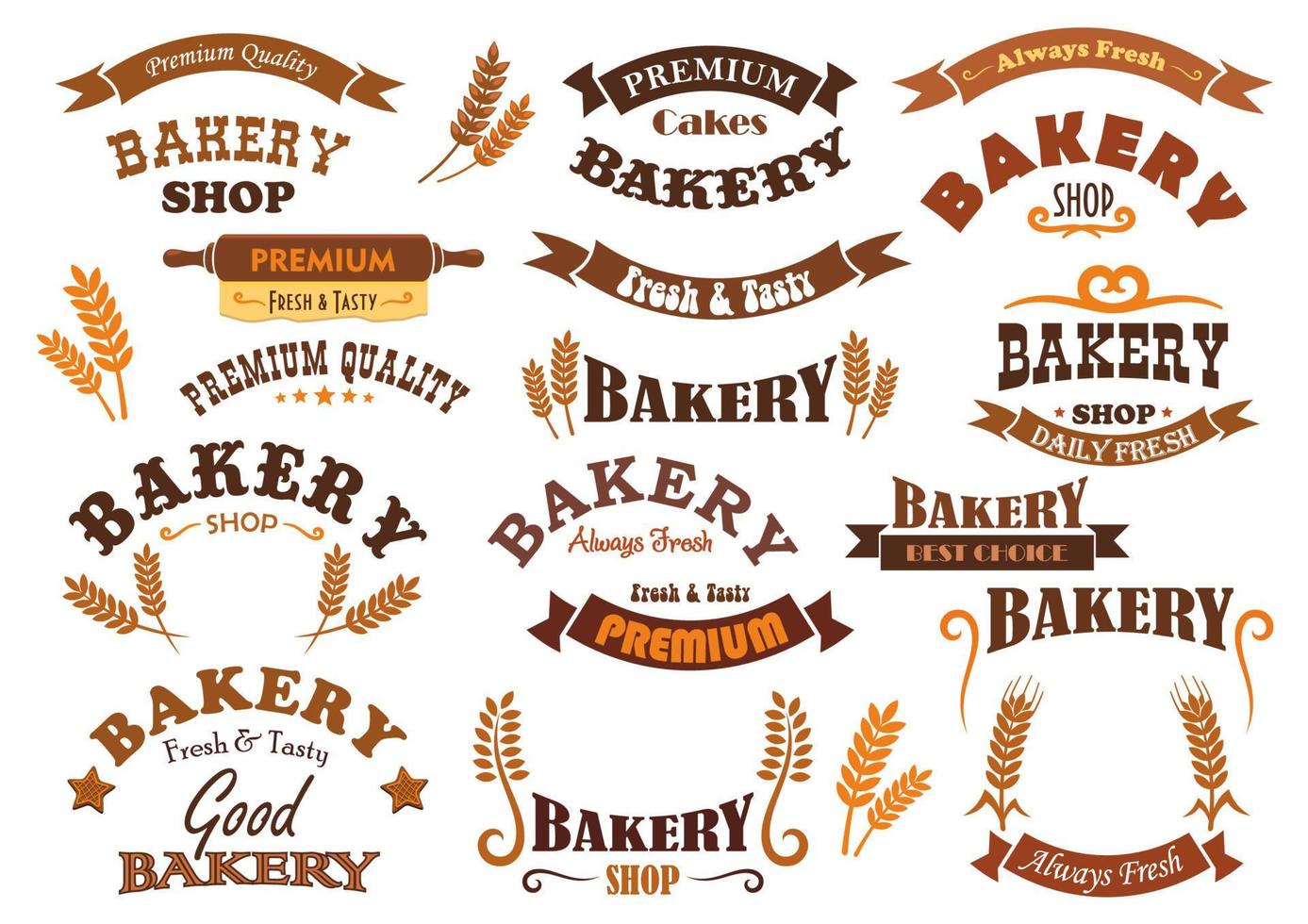 bageri affär och bakverk tecken vektor