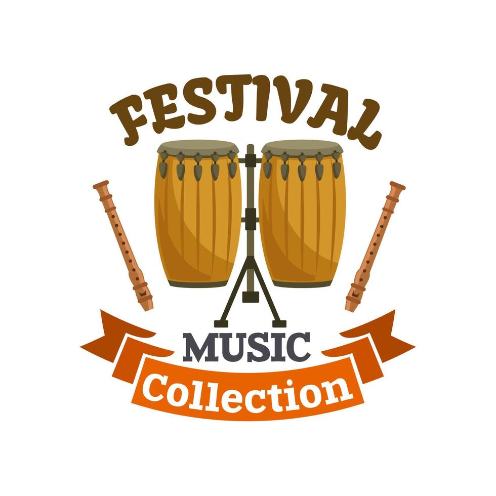 musikalisk trummor. musik festival emblem vektor