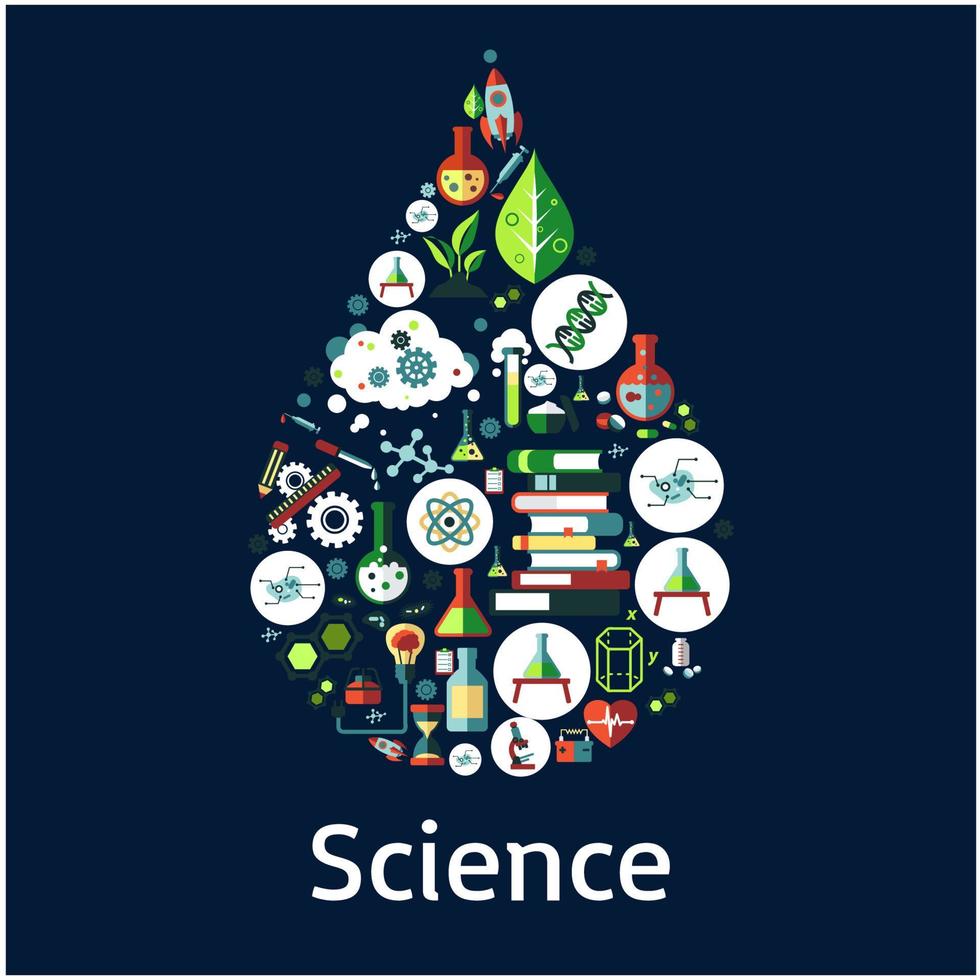 Wissenschaftssymbole in Form eines Tropfens vektor