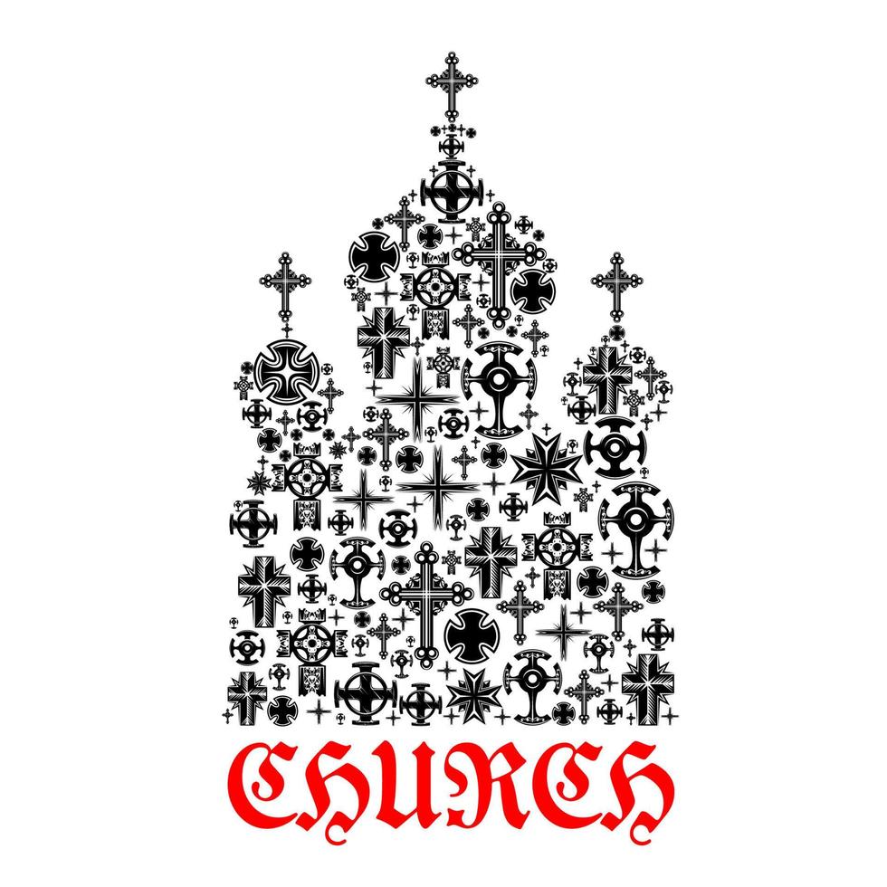 Kirchensymbol. Religion Christentum Kreuzsymbole vektor