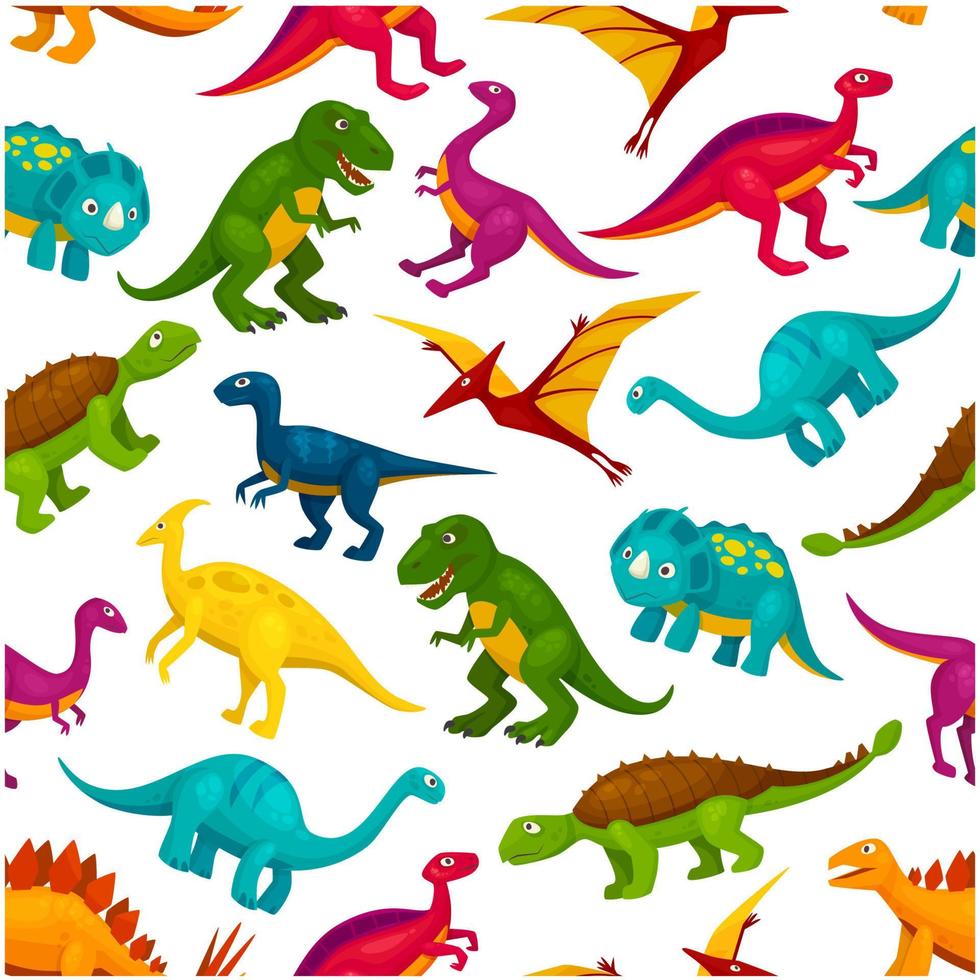 tecknad serie dinosaurier barn sömlös mönster vektor
